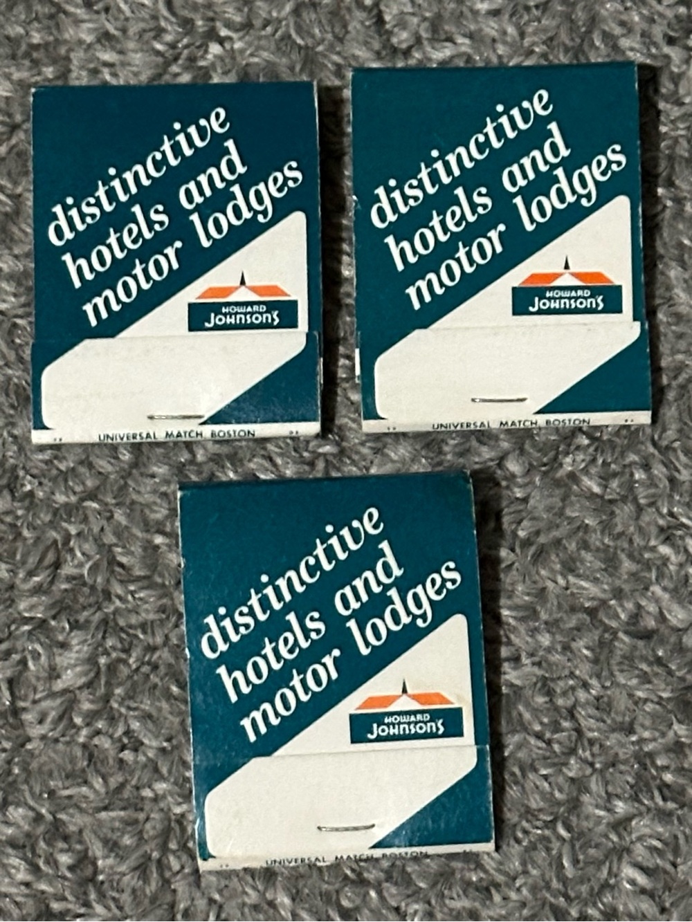 Lot of 3 Vintage Matchbooks Howard Johnson’s Hotels Motor Lodges Matches